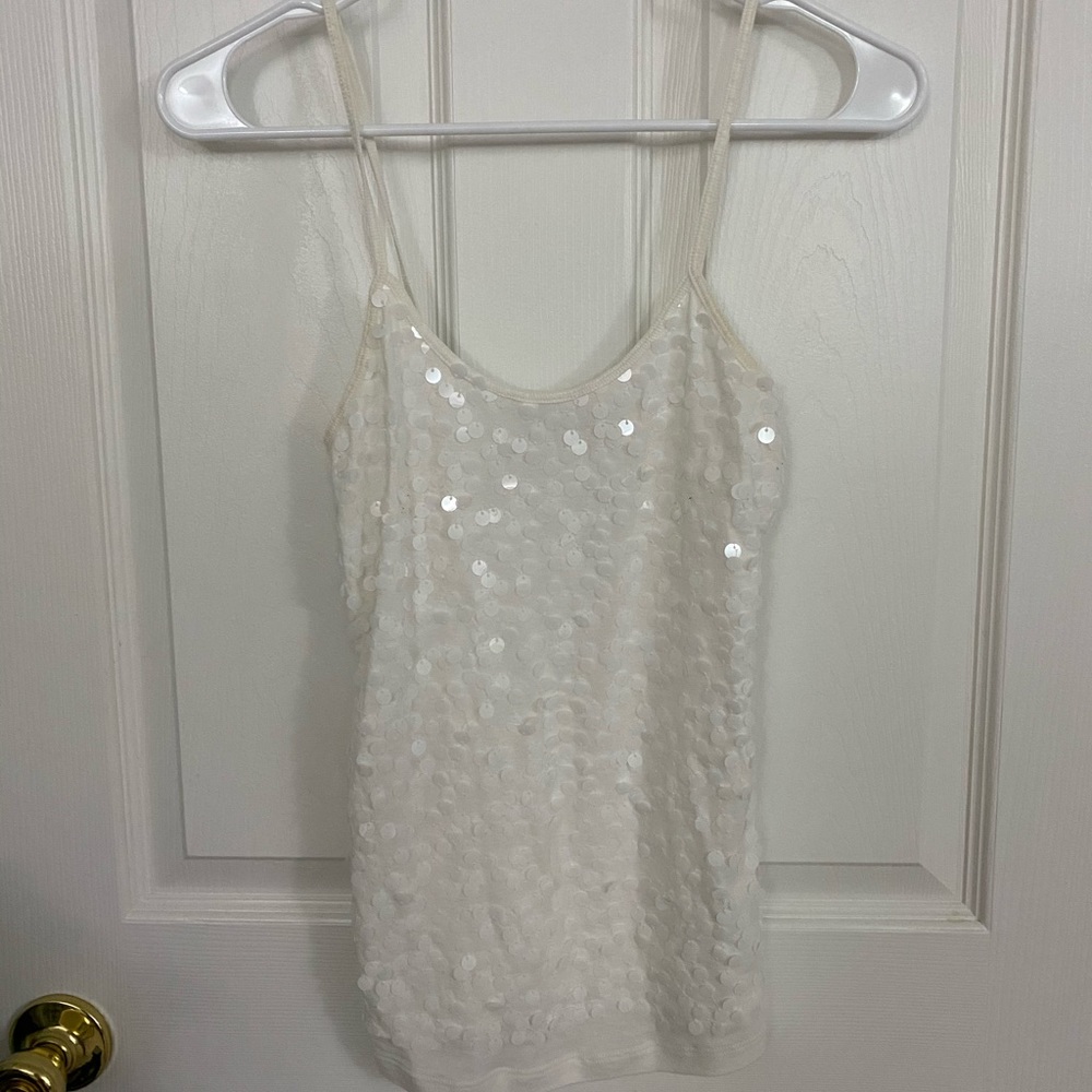 White sequin Old Navy spaghetti strap top